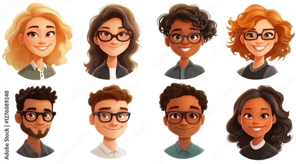 Smiling People Closeup Portrait Set Cute Cartoon Businessman Male and Female Avatars Multi-ethnic Man and Woman Faces Isolated on White Background Smiling People Closeup Portrait Set Cute Cartoon Businessman Male and Female Avatars Multi-ethnic Man and Woman Faces Isolated on White Background