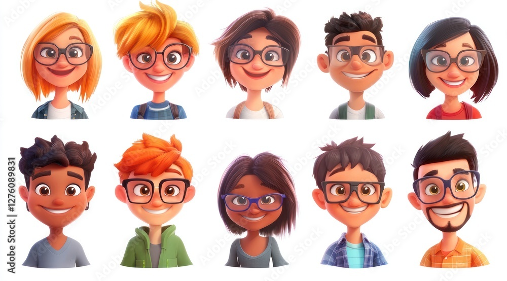 Smiling People Closeup Portrait Set Cute Cartoon Businessman Male and Female Avatars Multi-ethnic Man and Woman Faces Isolated on White Background Smiling People Closeup Portrait Set Cute Cartoon Businessman Male and Female Avatars Multi-ethnic Man and Woman Faces Isolated on White Background