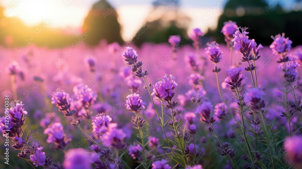 Obraz premium field pink purple