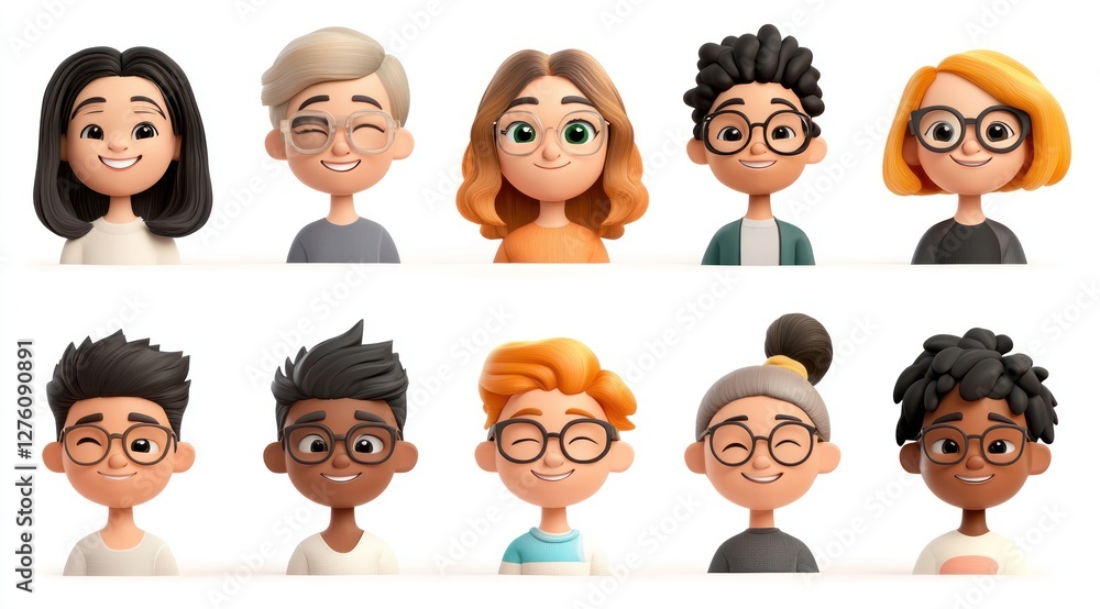 Smiling People Closeup Portrait Set Cute Cartoon Businessman Male and Female Avatars Multi-ethnic Man and Woman Faces Isolated on White Background Smiling People Closeup Portrait Set Cute Cartoon Businessman Male and Female Avatars Multi-ethnic Man and Woman Faces Isolated on White Background