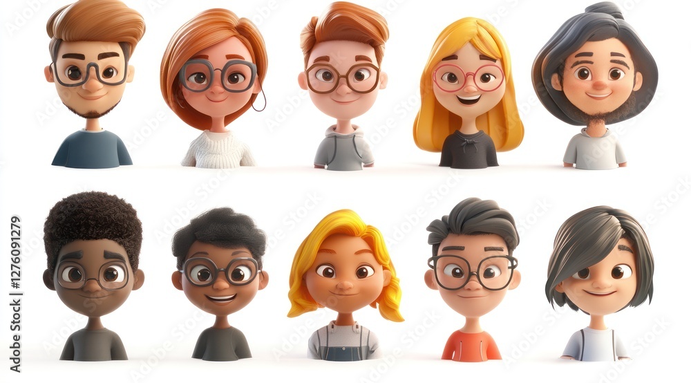 Smiling People Closeup Portrait Set Cute Cartoon Businessman Male and Female Avatars Multi-ethnic Man and Woman Faces Isolated on White Background Smiling People Closeup Portrait Set Cute Cartoon Businessman Male and Female Avatars Multi-ethnic Man and Woman Faces Isolated on White Background
