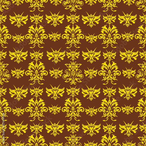 Oriental vector classic golden pattern on black background. Seamless abstract background. Design for elaborated borders, ceramic pottery, tiles, and clothing.