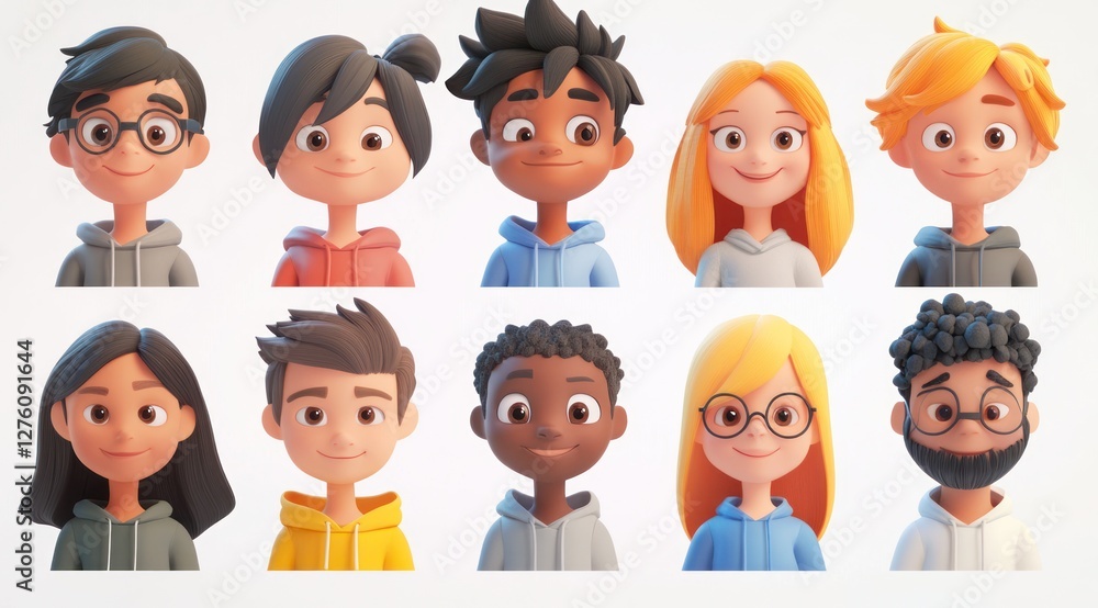 Smiling People Closeup Portrait Set Cute Cartoon Businessman Male and Female Avatars Multi-ethnic Man and Woman Faces Isolated on White Background Smiling People Closeup Portrait Set Cute Cartoon Businessman Male and Female Avatars Multi-ethnic Man and Woman Faces Isolated on White Background