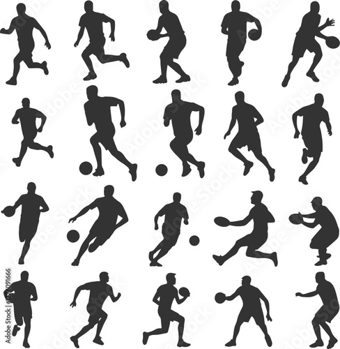 Wallpaper Mural Soccer football group of men playing set of isolated vector silhouette team sport athletes. Torontodigital.ca