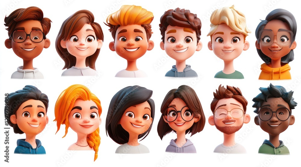 Smiling People Closeup Portrait Set Cute Cartoon Businessman Male and Female Avatars Multi-ethnic Man and Woman Faces Isolated on White Background Smiling People Closeup Portrait Set Cute Cartoon Businessman Male and Female Avatars Multi-ethnic Man and Woman Faces Isolated on White Background