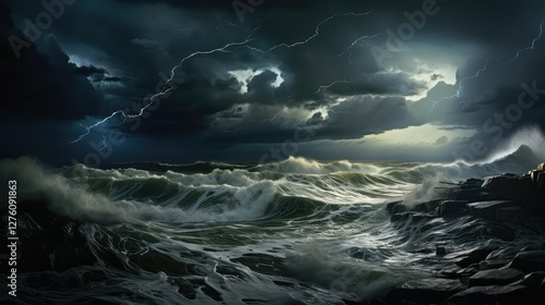 chaos stormy sky over water