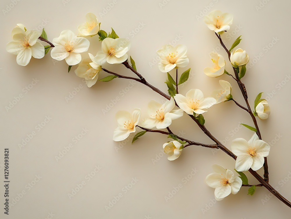 Fototapeta premium Pastel Blossoms on Beige Background