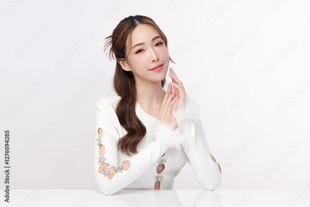 Beautiful young asian woman with clean fresh skin on white background, Face care, Facial treatment, Cosmetology, beauty and spa, Asian women portrait. Beautiful young asian woman with clean fresh skin on white background, Face care, Facial treatment, Cosmetology, beauty and spa, Asian women portrait.