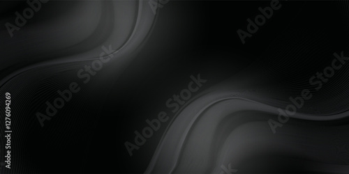 Black abstract background design. Modern wavy line pattern in monochrome colors. Premium stripe texture for banner