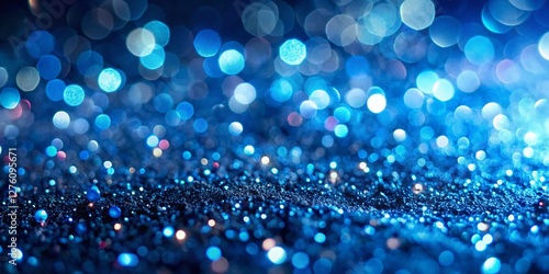 Blue Glitter Silhouette Close-Up: Glowing Lights & Dark Background Stock Photo