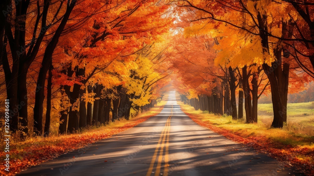 Obraz premium foliage road through trees