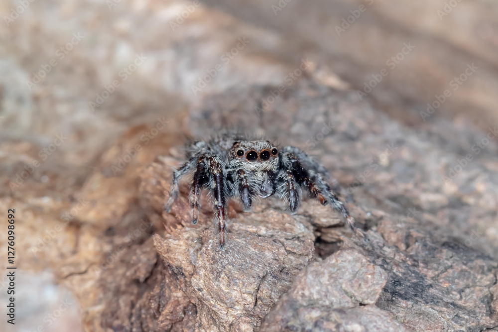 Australian Jumping Spider Staring Into Camera, Macro Shot Australian Jumping Spider Staring Into Camera, Macro Shot