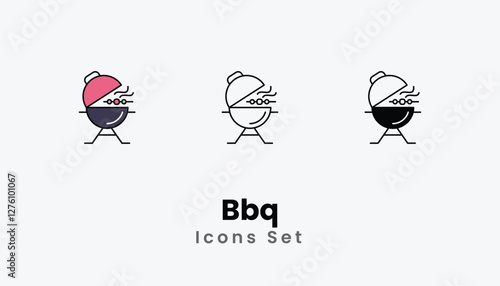 Bbq Icons thin line and glyph vector icon stock illustration