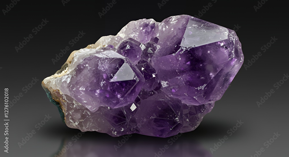 Amethyst Cluster Specimen Displaying Deep Purple Crystals with Reflective Surfaces Amethyst Cluster Specimen Displaying Deep Purple Crystals with Reflective Surfaces