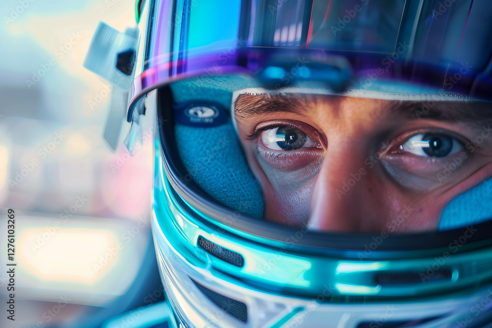 Professional racing team lineup in helmets and gear, showcasing unity and determination in motorsport, generative AI Professional racing team lineup in helmets and gear, showcasing unity and determination in motorsport, generative AI