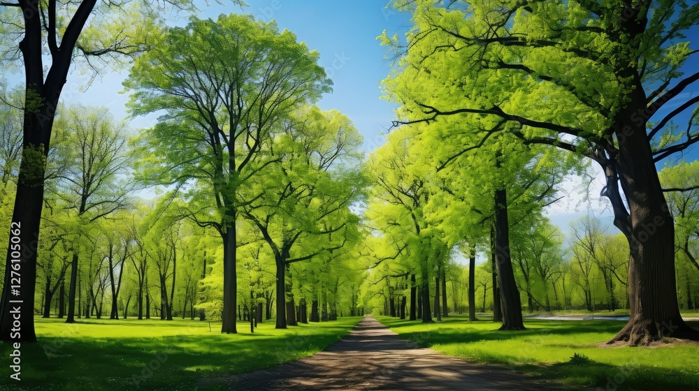 Naklejka premium lush spring trees background