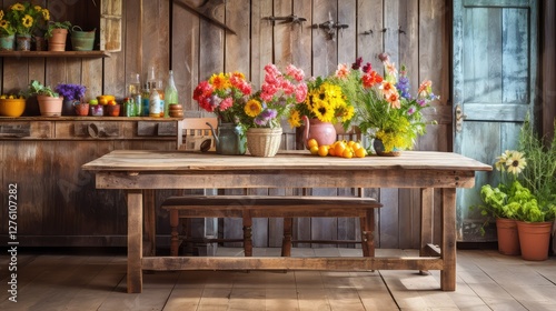 kitchen wood plank table