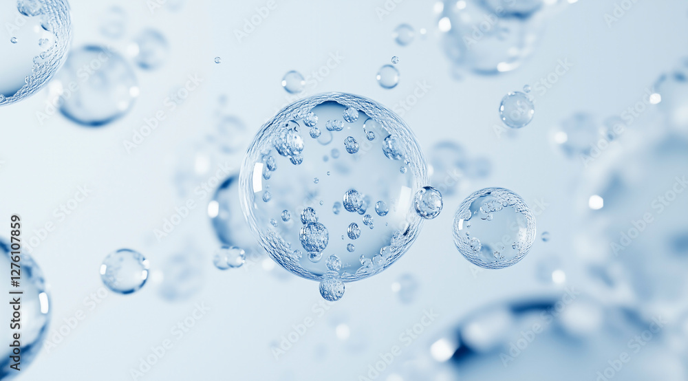 Background with transparent water droplets and bubbles. Background with transparent water droplets and bubbles.
