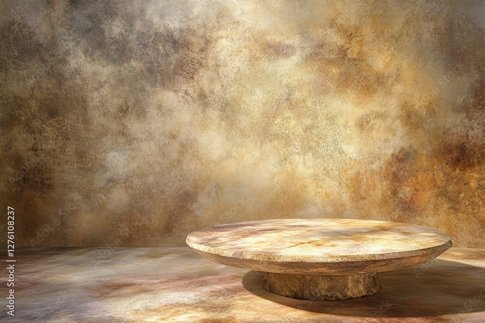 Abstract Pedestal with Soft Lighting in a Textured Room Environment Abstract Pedestal with Soft Lighting in a Textured Room Environment