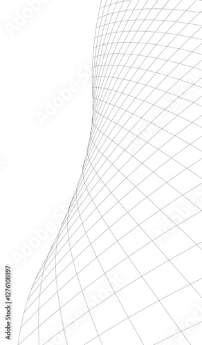Futuristic Architectural Wireframe – Abstract Skyscraper Cityscape with Geometric Perspective