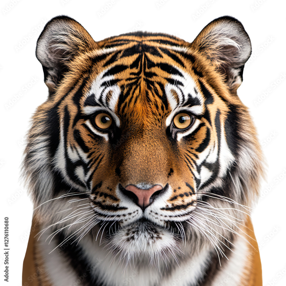 Fototapeta premium Close-Up Portrait of a Majestic Bengal Tiger, Isolated on Transparent Background