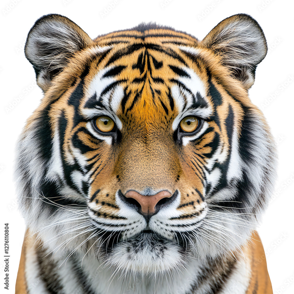 Fototapeta premium Close-Up Portrait of a Majestic Bengal Tiger, Isolated on Transparent Background