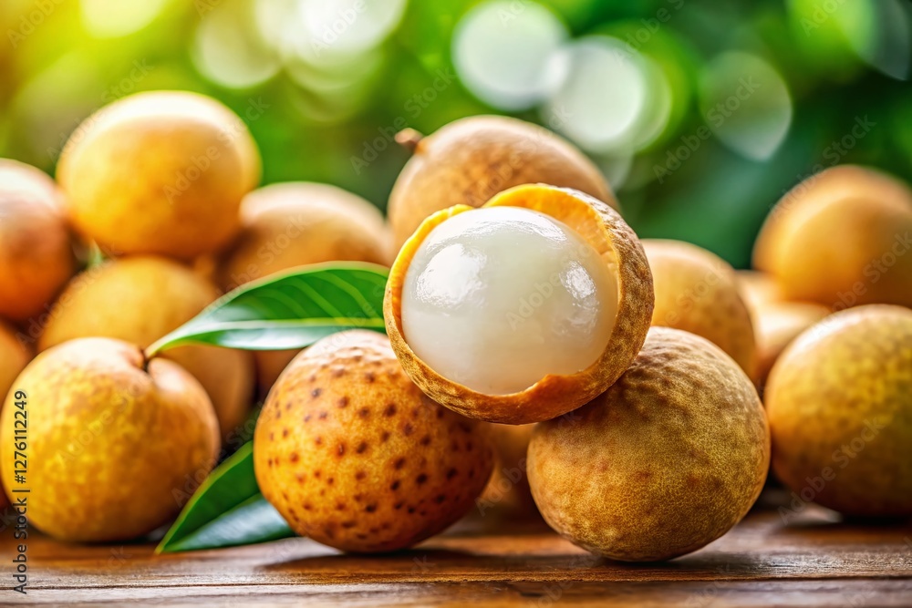 Close-up of Ripe Longan Fruit with Bokeh Background - Stock Photo Close-up of Ripe Longan Fruit with Bokeh Background - Stock Photo