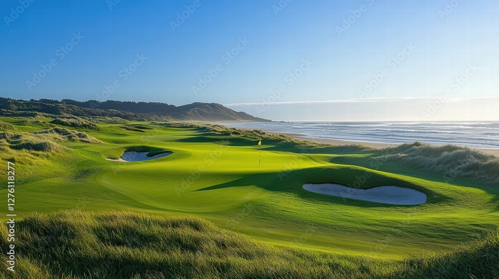 Obraz premium stunning oceanfront golf course landscape