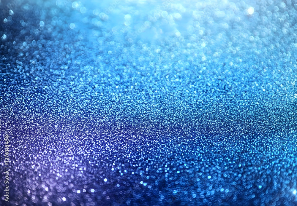 Obraz premium Glittering Blue Texture with Spectrum Light. Frosted Winter Sparkle Background