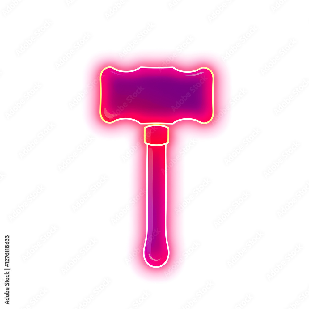 Hammer holographic 3D icon. neon symbol vector illustration isolated on white background. Generative AI Hammer holographic 3D icon. neon symbol vector illustration isolated on white background. Generative AI