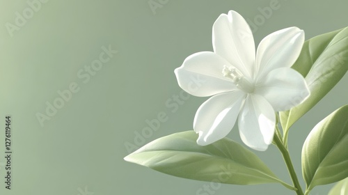 Soft White Flower, Delicate Botanical Illustration, Gentle Background, Decorative Display photo