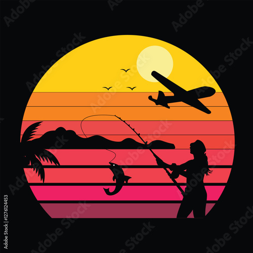 Fly Fishing at Sunset t shirt design