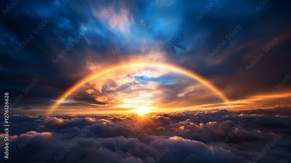 Heavenly Rainbow Sunset Above the Clouds Heavenly Rainbow Sunset Above the Clouds