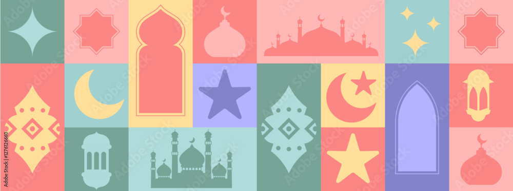 ramadan element tile bohemian pattern seamless background earth tone islamic eid icon mosque moon arc ramadan element tile bohemian pattern seamless background earth tone islamic eid icon mosque moon arc