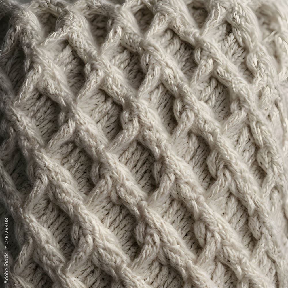A high-resolution close-up of a soft, white knitted fabric showcasing an intricate textured pattern. The fabric appears plush and warm, with detailed interwoven fibers creating a cozy and inviting. A high-resolution close-up of a soft, white knitted fabric showcasing an intricate textured pattern. The fabric appears plush and warm, with detailed interwoven fibers creating a cozy and inviting.