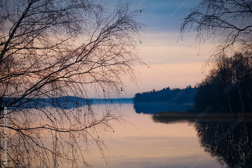 Scenic view of a lake during sunset Scenic view of a lake during sunset