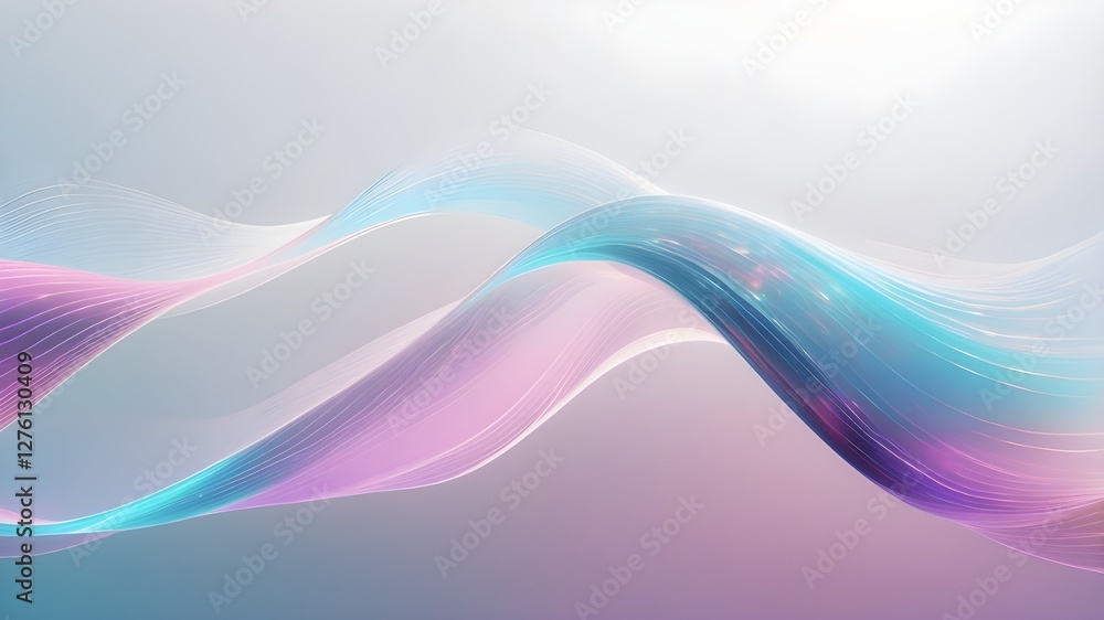Obraz premium A holographic purple wave design on a white background