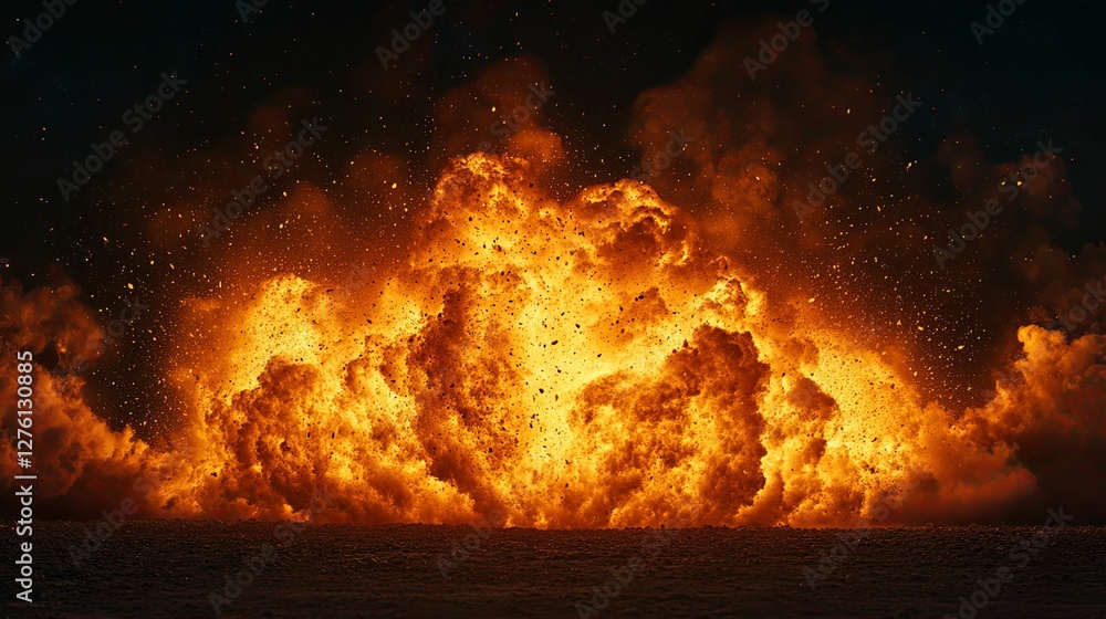 Obraz premium Fiery Explosion In The Night Sky A Massive Blast