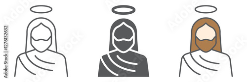 Jesus line icon collection, christianity and god, christ icon set, vector graphics, a linear pattern on a white background
