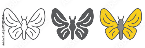 Butterfly line icon collection, nature and fly, insect icon set, vector graphics, a linear pattern on a white background, eps 10.