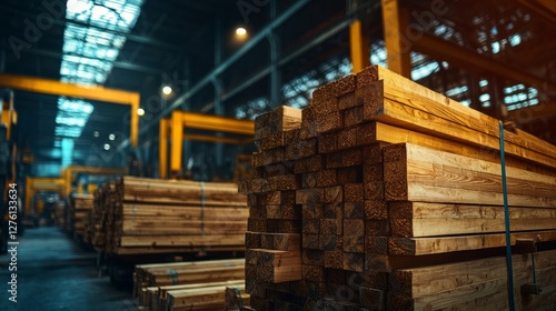 Wallpaper Mural Industrial Lumber Stacking Process in Warehouse Environment Detailed Photography of Timber Arrangement Urban Setting Torontodigital.ca