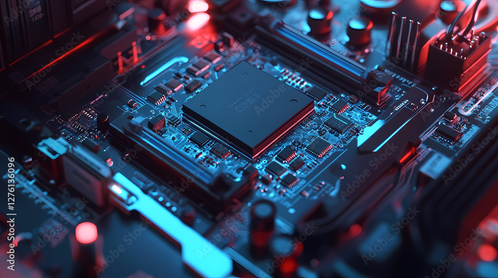 Fototapeta premium High-Tech Circuit Board with Intel Chip