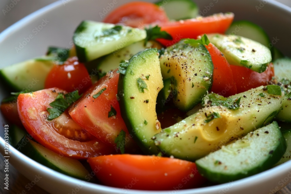 Fresh vegetable salad with tomatoes and cucumber. AI image Fresh vegetable salad with tomatoes and cucumber. AI image