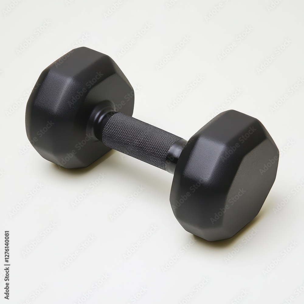 Studio Shot of a Black Hexagonal Dumbbell. Studio Shot of a Black Hexagonal Dumbbell.