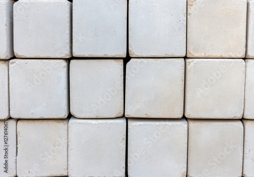Wallpaper Mural A neatly stacked grid of speckled white square blocks, forms a robust and textured building material, suggesting a foundation or construction element Torontodigital.ca
