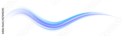 Blue wave curved lines for presentations, illustration of articles and publications on technological trends and innovations. PNG Colored shiny sparks of spiral wave. 