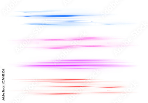 Abstract blue and purple neon light rays and lines transparent background. Colored shiny sparks of spiral wave. Curved bright speed line swirls.