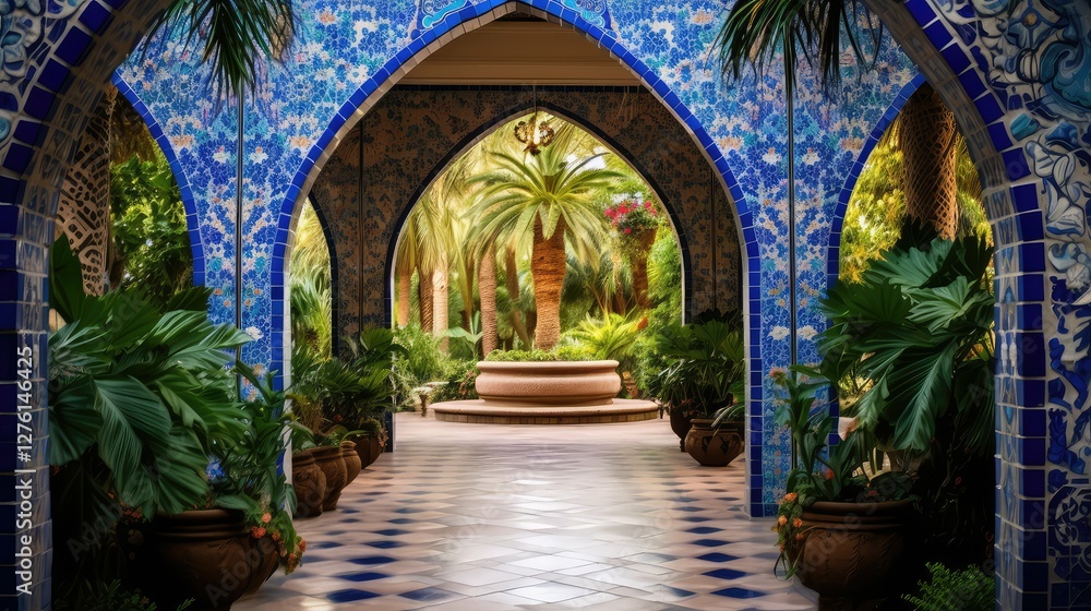 Fototapeta premium craftsmanship blue arabic arch
