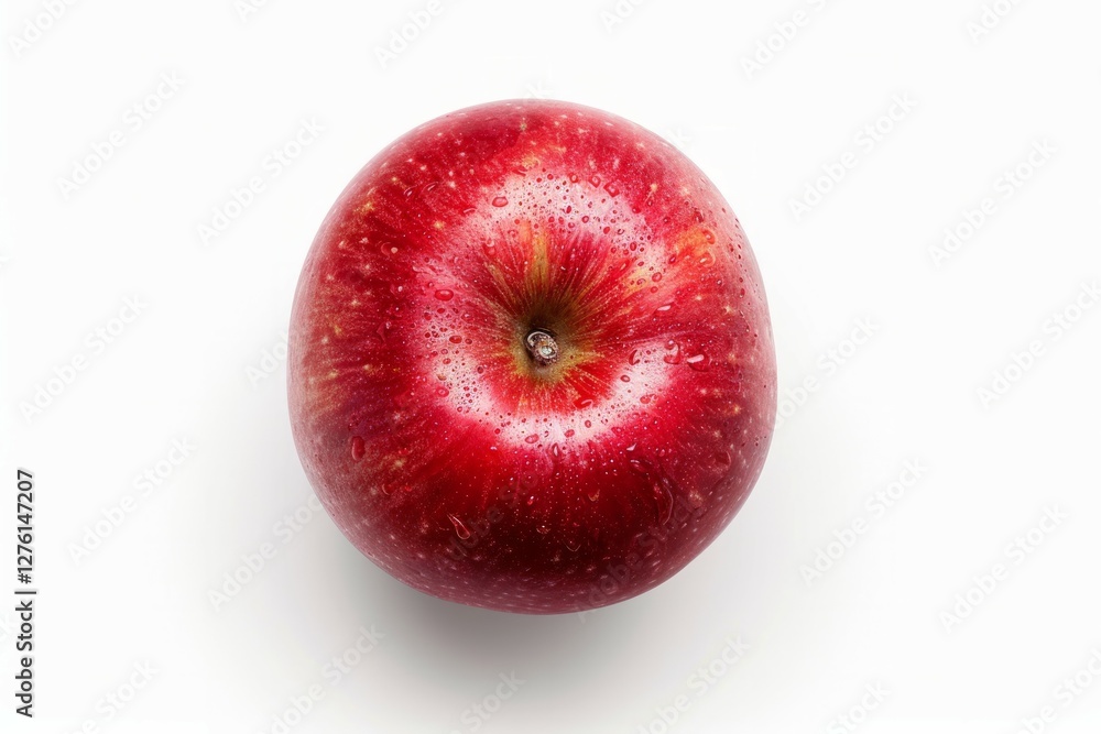 Shiny red apple on white background. AI image