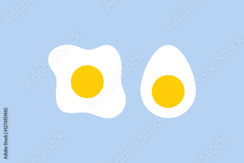 breakfast of boiled and fried eggs icon flat design